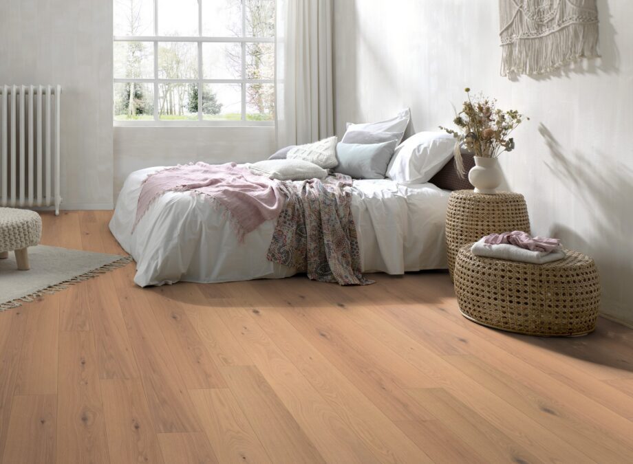 Spoonparkett Parky Master Sand Oak Rustic Light – interjöör Parkett Eiche Parky Master Sand Oak Rustic Light, Furnier, gebürstet, supermatt lackiert, 1-Stab, 1506 x 166 x 10 mm – 2