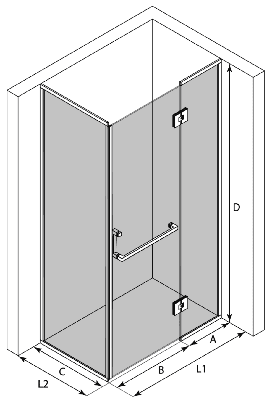 Gerahmte Duschecke Hietakari Vetro 525 – 3D-Zeichnung Gerahmte Duschecke Hietakari Vetro 525 – 3D-Zeichnung