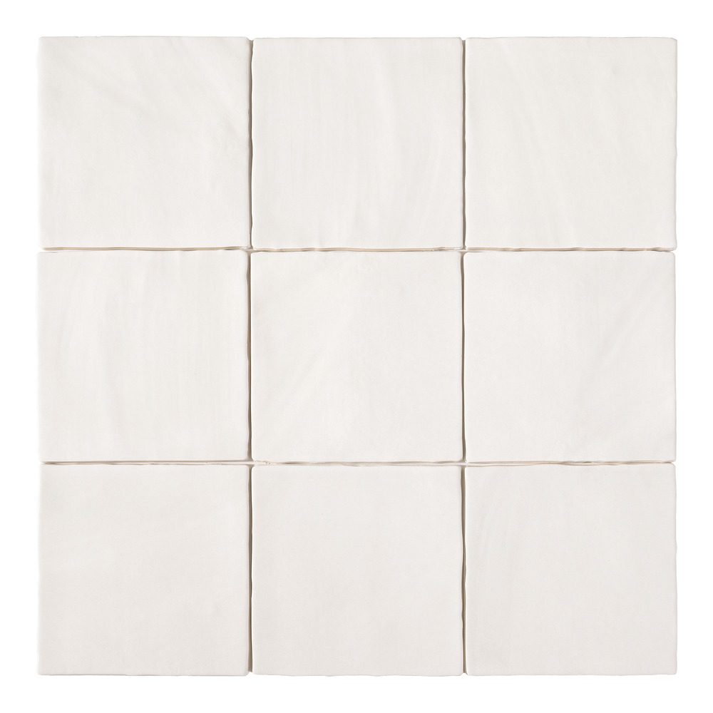 Keramik-Wandfliese mit Relief in Handmade-Optik Dune Tabarca Blanco Mate, 15x15 cm, 9 mm, Weiß