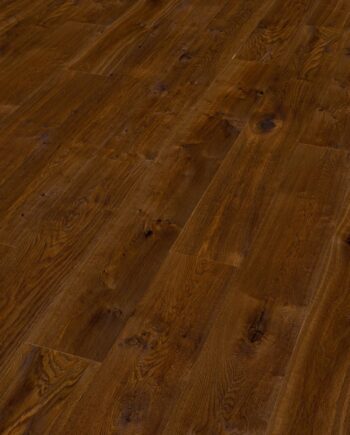 Landhausdiele Thede & Witte Boston XL, Darkbrown, Eiche astig, geräuchert, handgehobelt, geölt, 1-Stab, 2200 x 260 x 15 mm