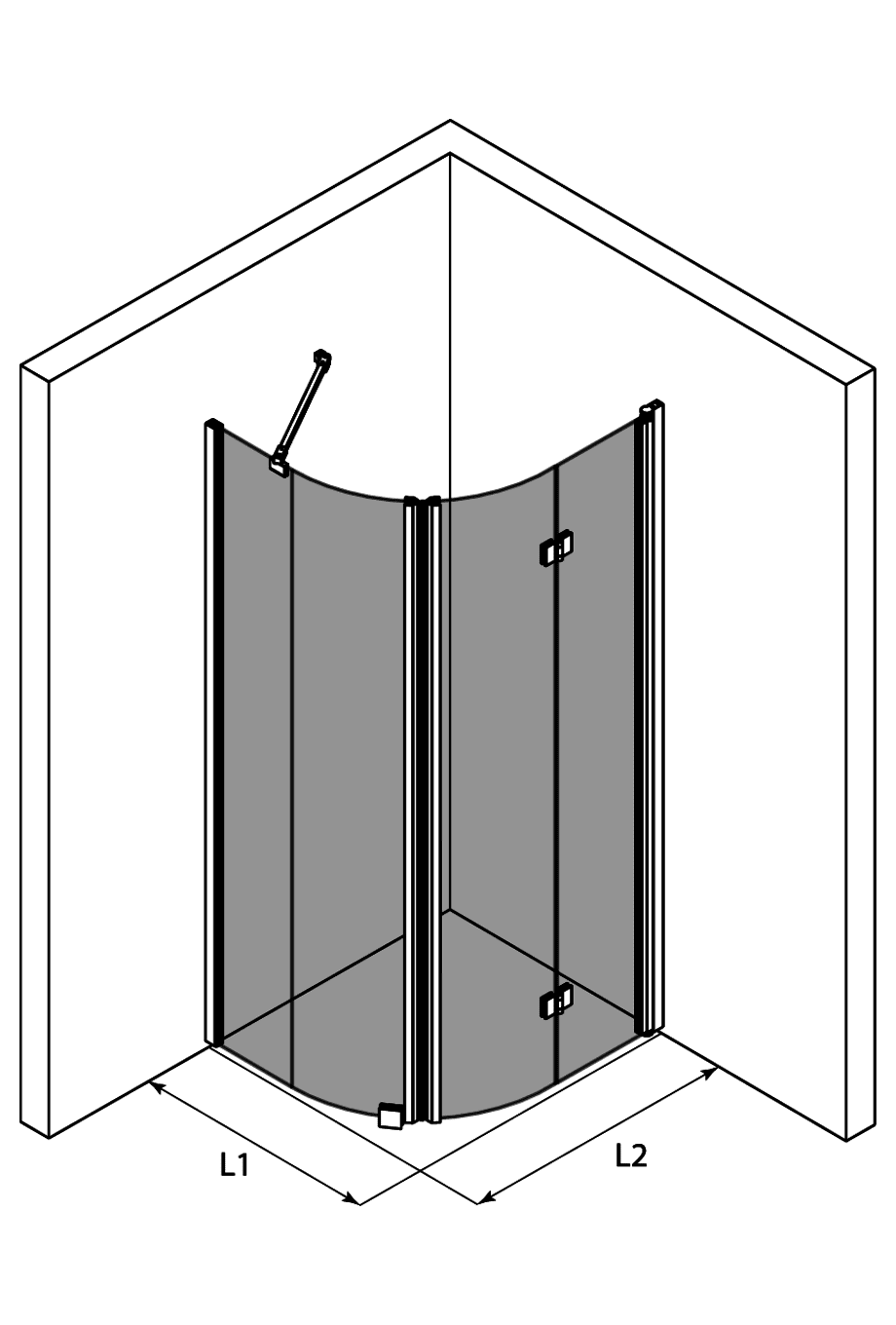 Runde Duschecke Hietakari Infinia 266, Festwand + Falttür – 3