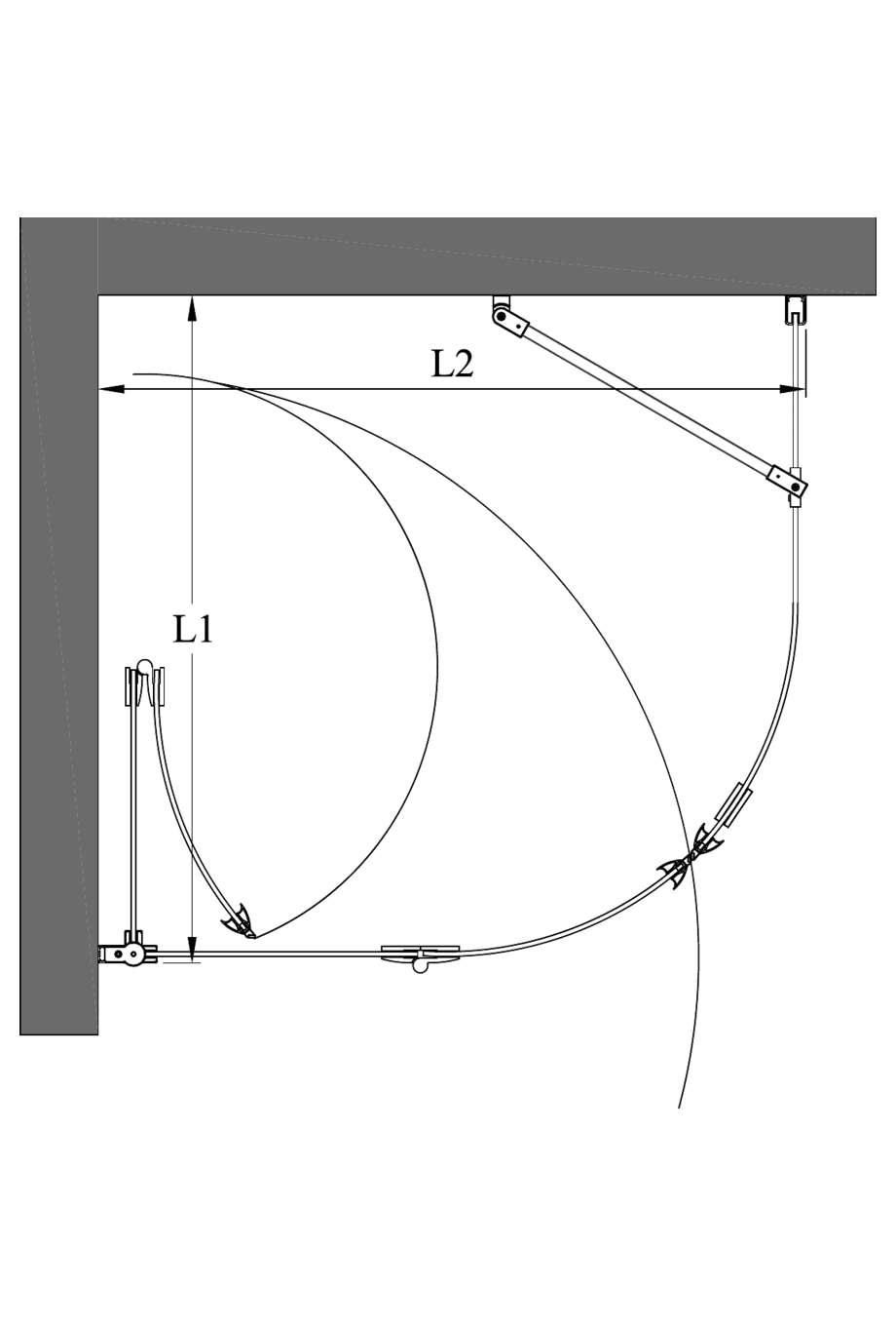 Runde Duschecke Hietakari Infinia 266, Festwand + Falttür – 2