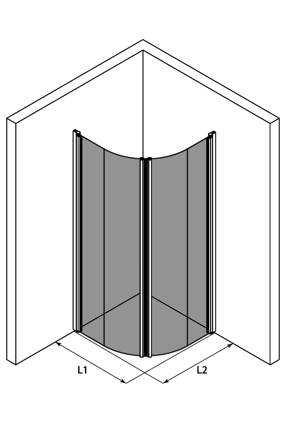 Runde Duschecke Hietakari Infinia 269, Drehtür + Drehtür – 3