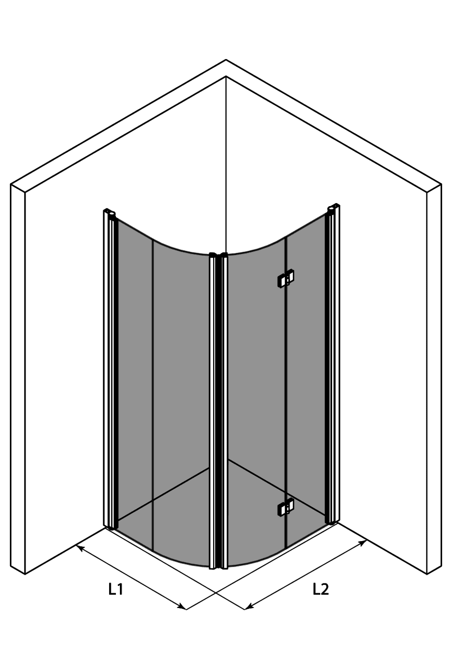 Runde Duschecke Hietakari Infinia 270, Drehtür + Falttür – 3