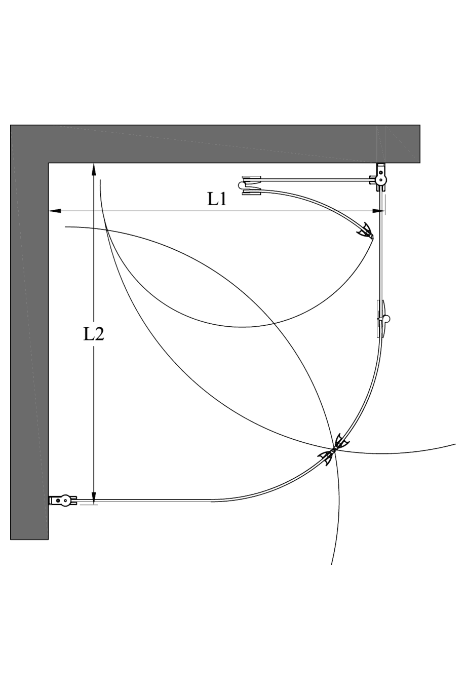 Runde Duschecke Hietakari Infinia 270, Drehtür + Falttür – 2