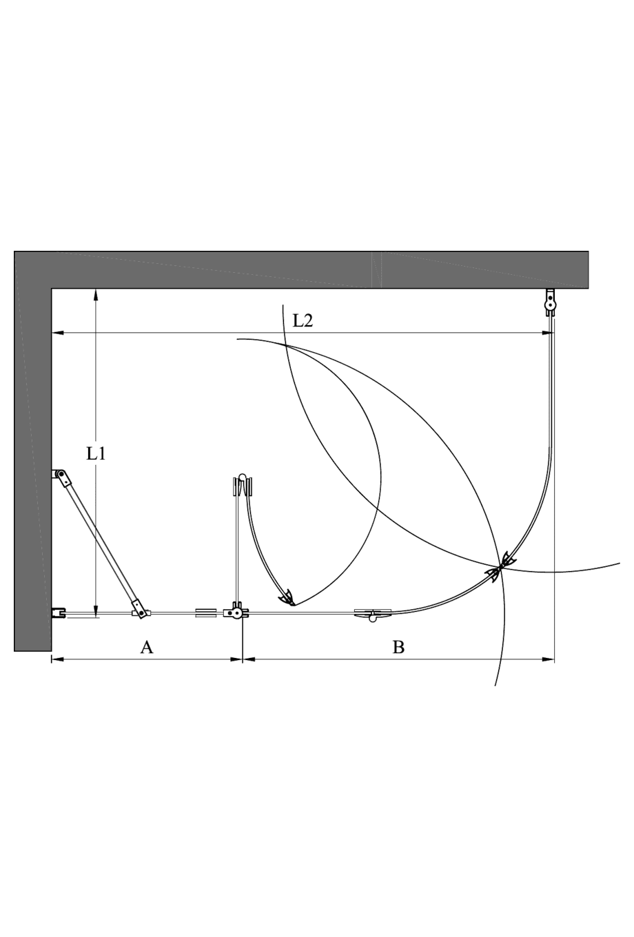 Runde Duschecke Hietakari Infinia 272, Drehtür + Falttür mit Festteil – 2