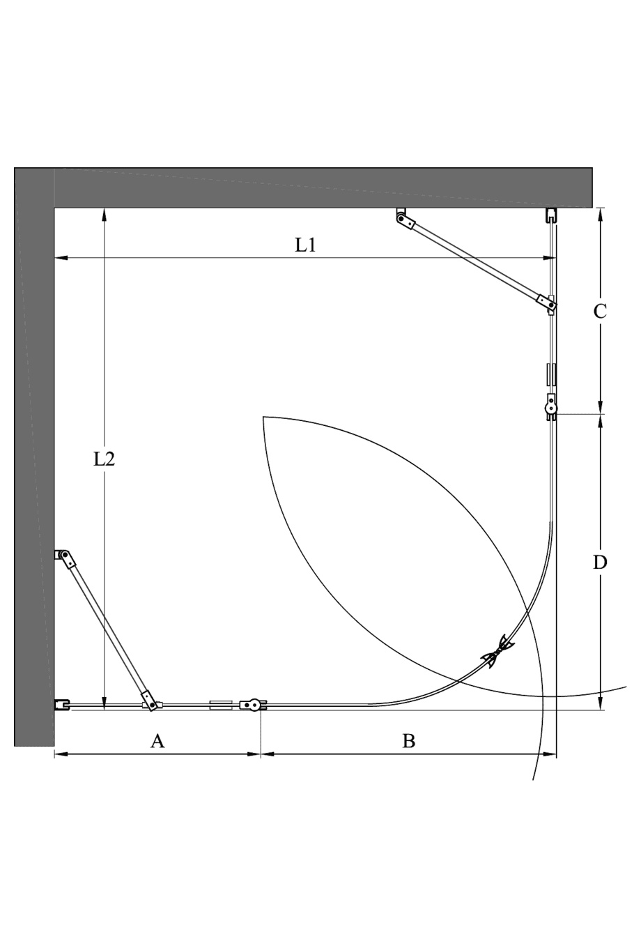 Runde Duschecke Hietakari Infinia 276, Drehtür mit Festteil + Drehtür mit Festteil – 2