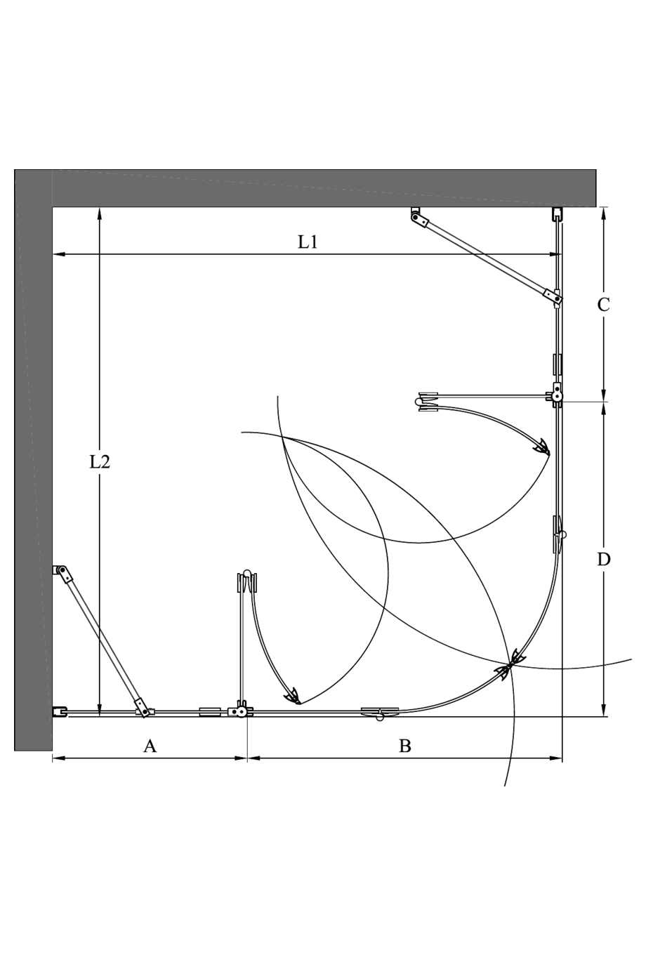 Runde Duschecke Hietakari Infinia 278 – Masszeichnung Runde Duschecke Hietakari Infinia 278 – Masszeichnung