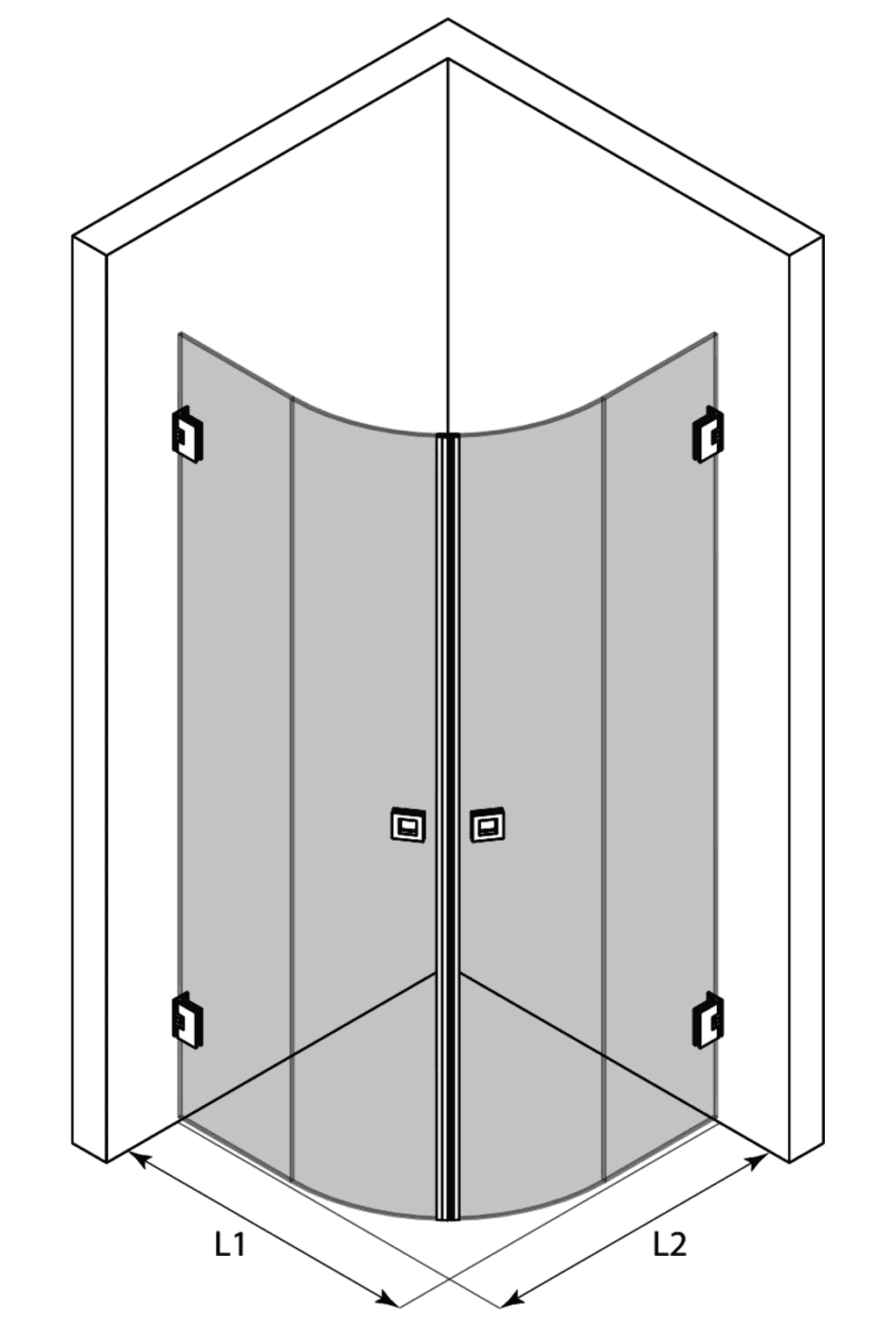 Runde Duschecke Hietakari Vetro 552 – 3D-Zeichnung