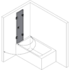 Faltbare Badewannenwand Hietakari Vetro VB3 – 3D-Zeichnung