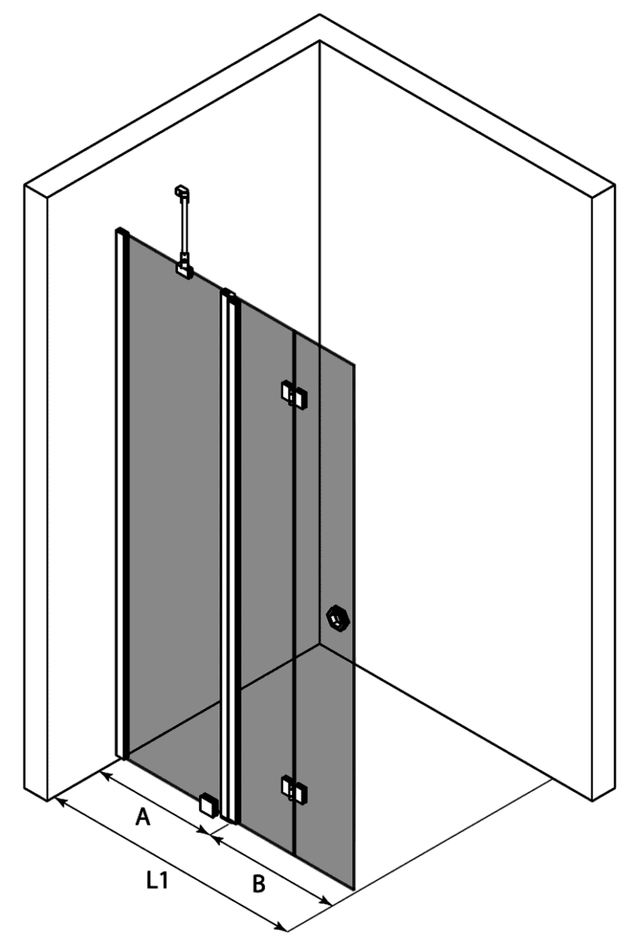 Faltbare Duschwand mit Festteil Hietakari Forma 305 – 3
