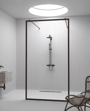 Walk-in-Duschwand Hietakari Bläk 712 New York, weisser Rahmen, Klarglas