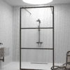 Walk-in-Duschwand Hietakari Bläk 713 Tokyo, weisser Rahmen, Riffelglas (Reeded)