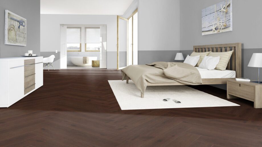 Fischgrätparkett Eiche, ter Hürne, Oak red brown, Fischgrätparkett, gebürstet, gefast, extra matt versiegelt – 4