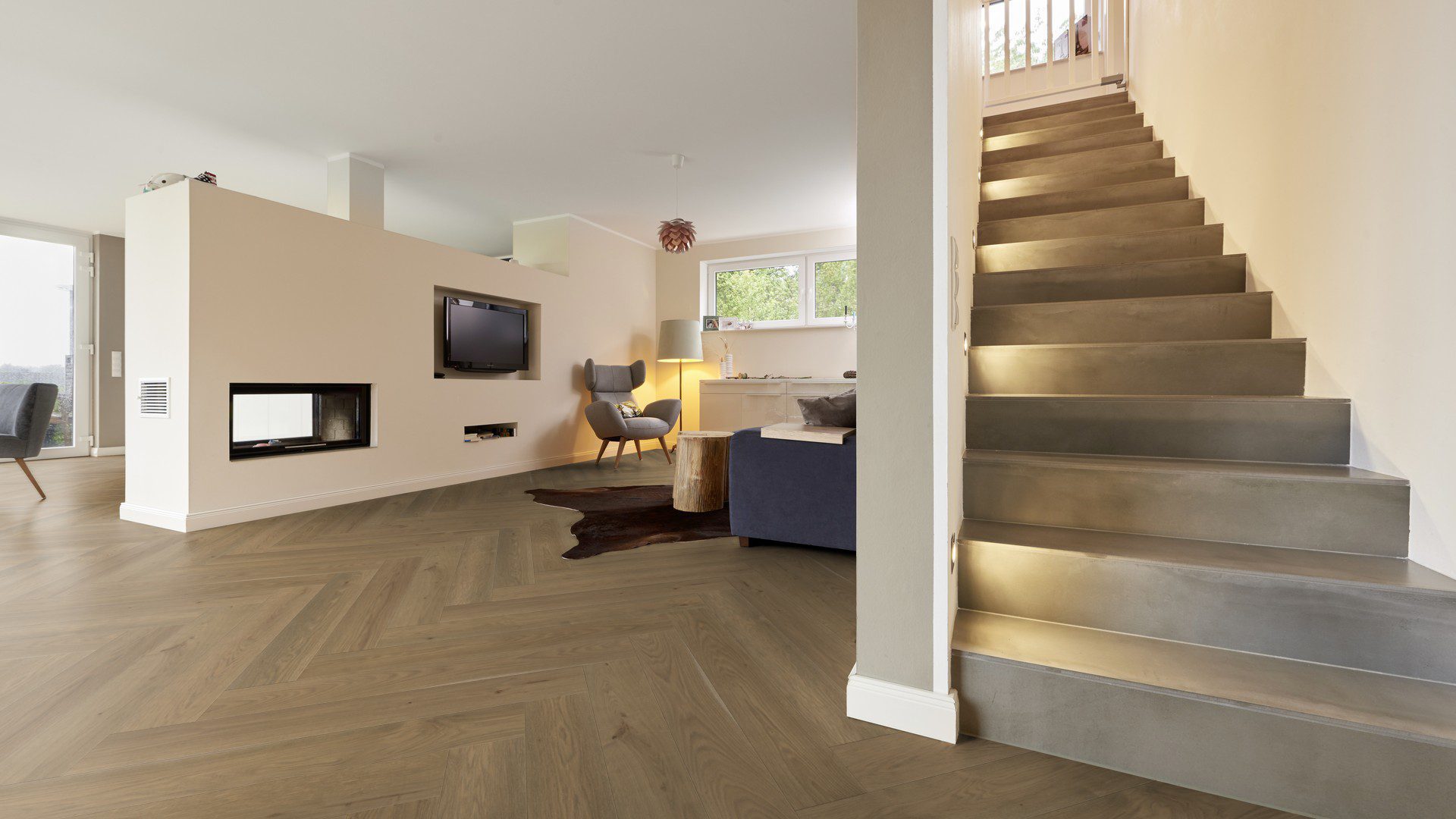 Fischgrätparkett Eiche, ter Hürne, Oak terra brown, Fischgrätparkett, gebürstet, gefast, Naturöl – 3