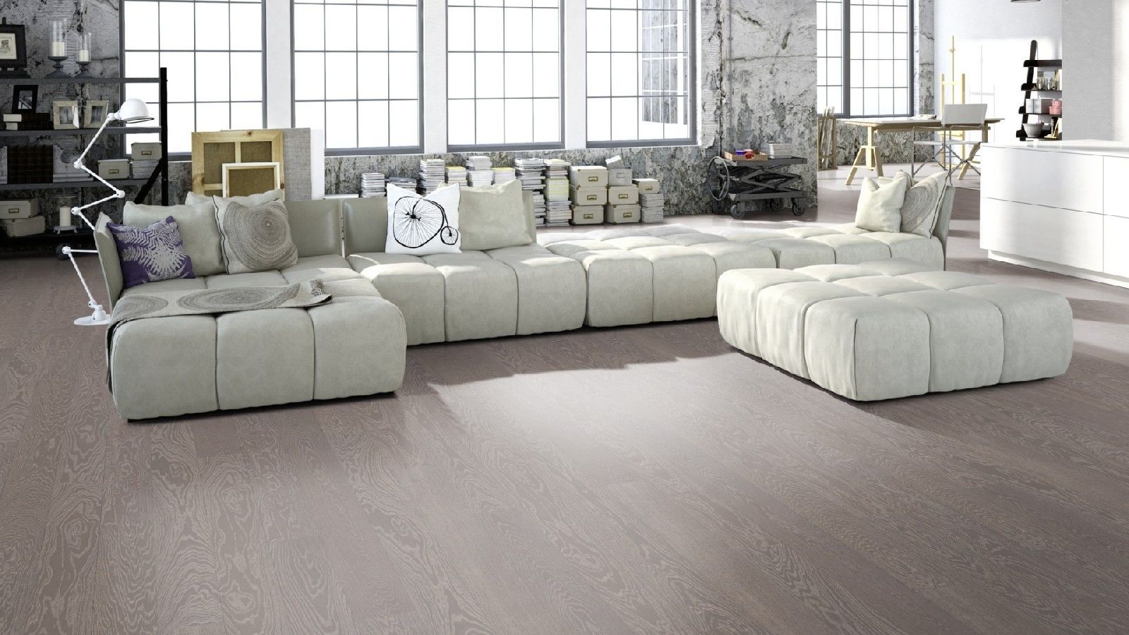 Parkett Boden Tarkett, Play, Eiche Marble Plank, gebürstet, 2-seitige Mikrofase, Proteco Natura gebeizt – 6