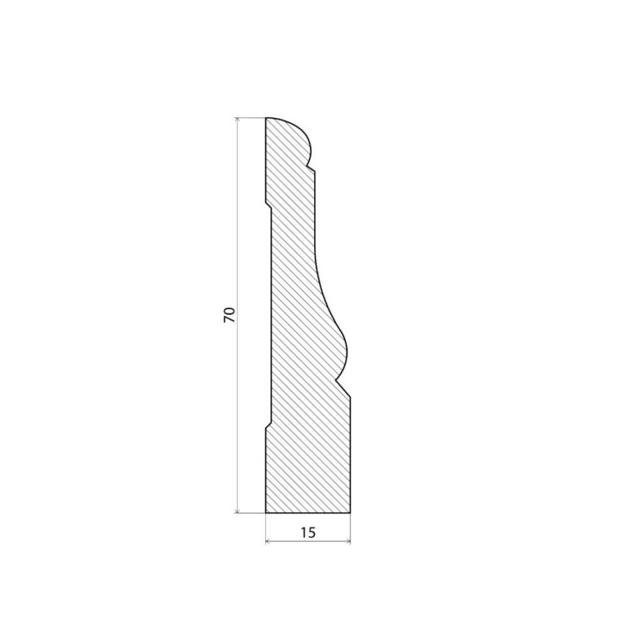 Sockelleiste Kiefer Kombi weiß lackiert 15×70 mm – 2