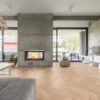 Herringbone flooring Thede & Witte oakknotty-beveled-brushed raw oiled installed on Livingroom floor