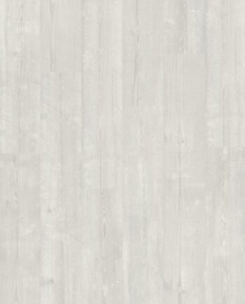 Vinyylilankku Quick Step Bloom Snow Pine, erittäin vaalea luminen mäntysävy ja lankkudesign.