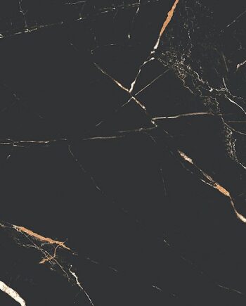 Matte Bodenfliese aus Feinsteinzeug in Marmoroptik Marie Show Black, 60x120 cm, 8 mm, Schwarz