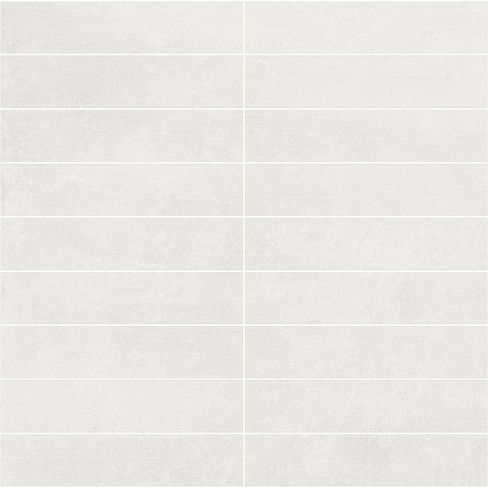 Mosaikfliese aus Feinsteinzeug in Betonoptik Tau Lema White 3x15, 30x30 cm, Weiß
