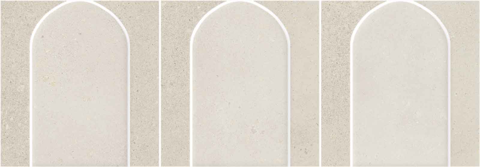 Mosaikfliese aus Feinsteinzeug in Betonoptik Tau Detroit White Arco, 43,7x14,3 cm, Weiß
