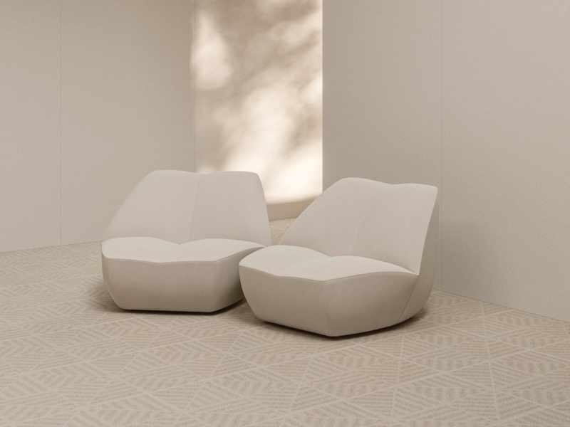 Gemusterte Feinsteinzeug Dekorfliese ABK Moooi Egg Scape Cloistered Dove Concrete, 60x120 cm, 8,5 mm, mit glänzendem Dekor – 3
