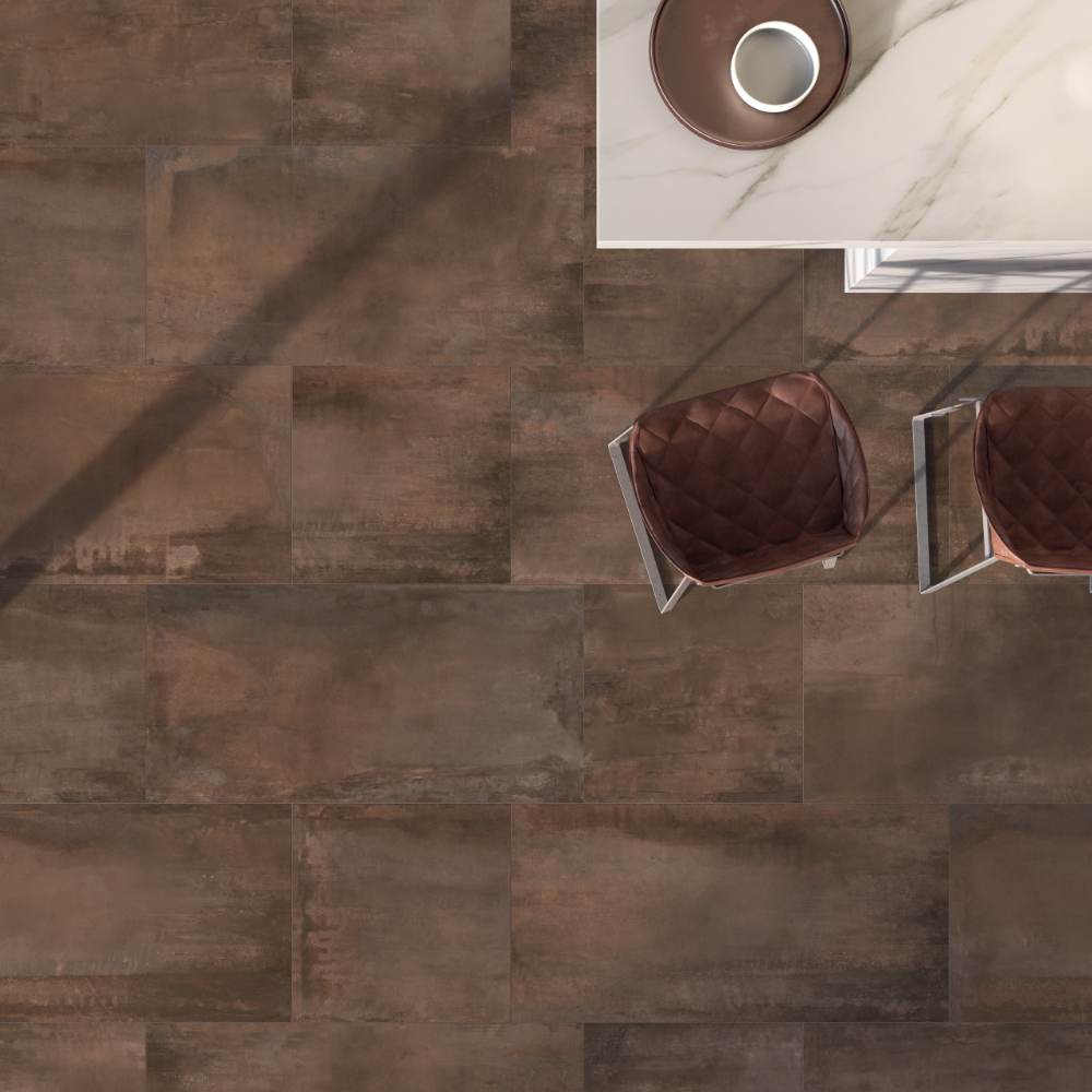 Feinsteinzeug Fliese in Metalloptik ABK Interno 9 Rust, 30x60 cm, 8,5 mm, natur matt, rutschhemmend R10