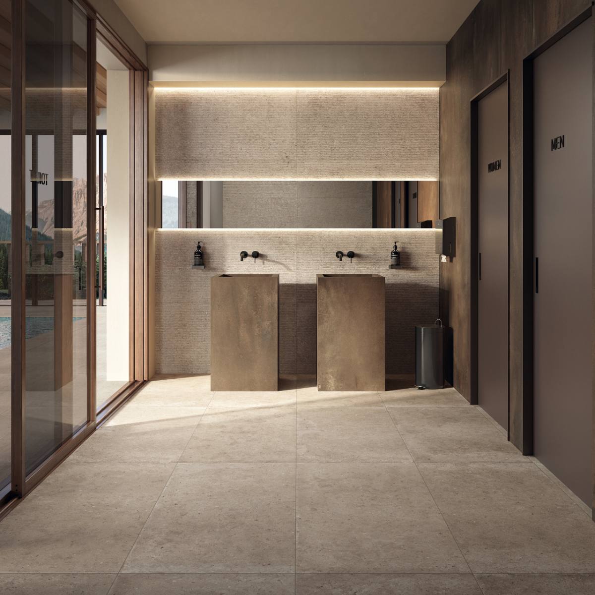 Feinsteinzeug Terrassenplatte in Steinoptik ABK Poetry Stone Pirenei Ecru, 80x80 cm, 20 mm, für aussen, rutschhemmend R11
