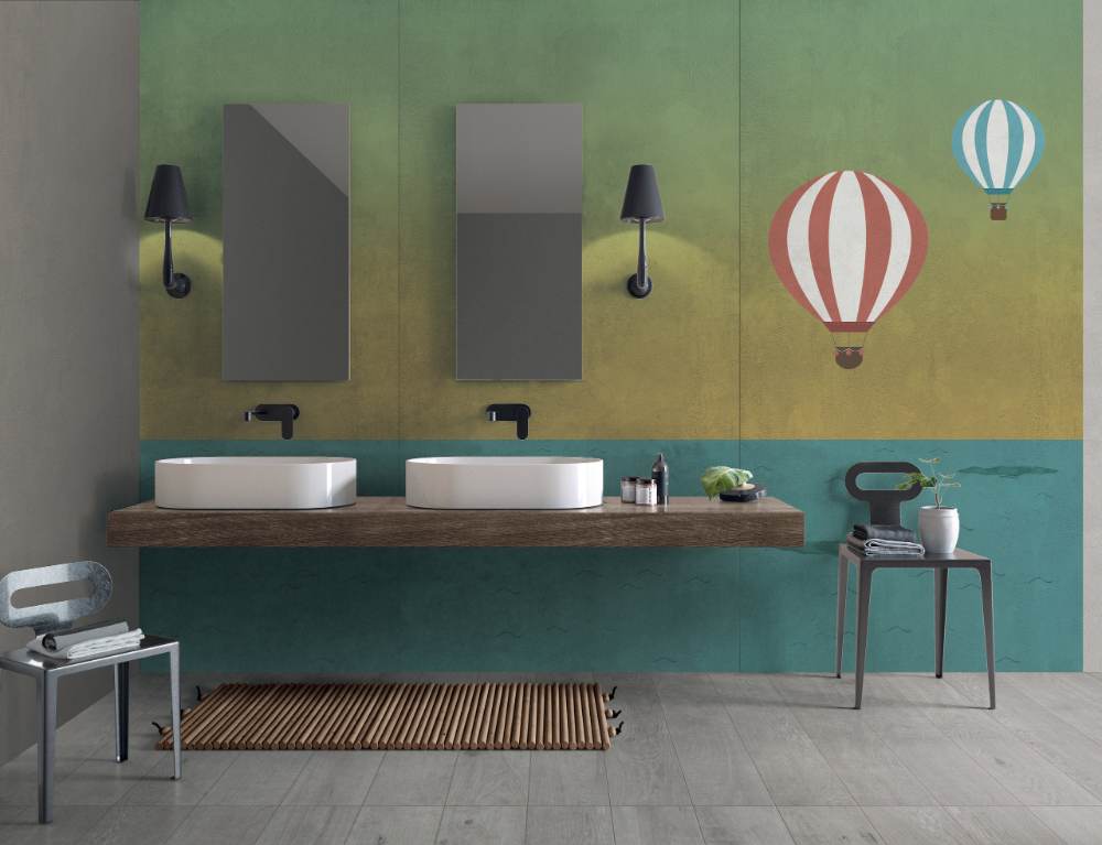 Gemusterte Dekor-Grossformatplatte ABK Wide&Style Baloon A, 160x320 cm, 6 mm, matt