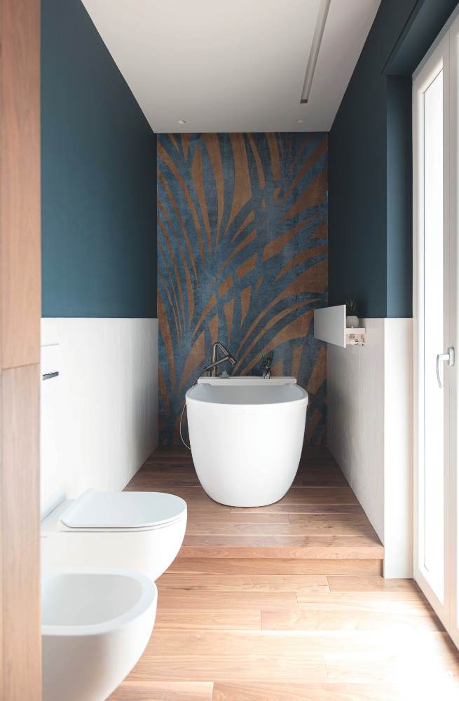 Gemusterte Dekor-Grossformatplatte ABK Wide&Style Jungle Rust, 160x320 cm, 6 mm, matt