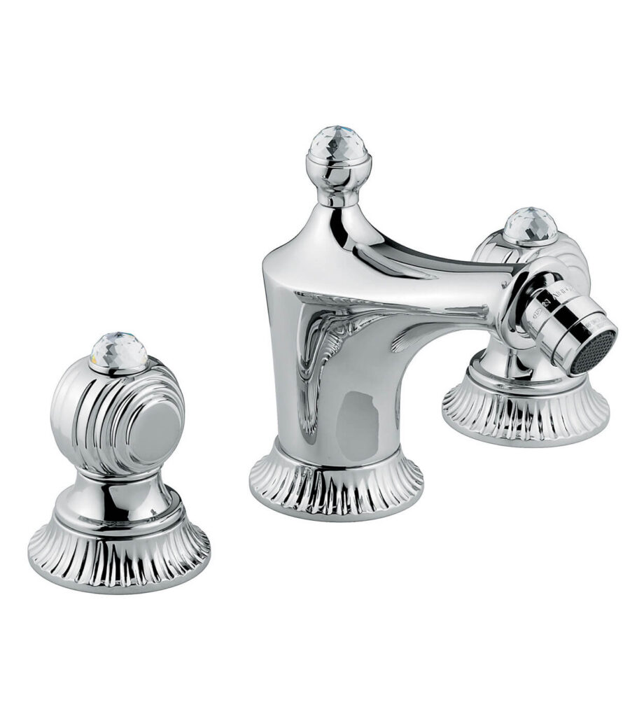 Dreiloch-Bidetarmatur Emmevi The One Cloe 98044 mit Ablaufgarnitur, Chrom, Mit klarem Kristall Dreiloch-Bidetarmatur Emmevi The One Cloe 98044 mit Ablaufgarnitur – 2