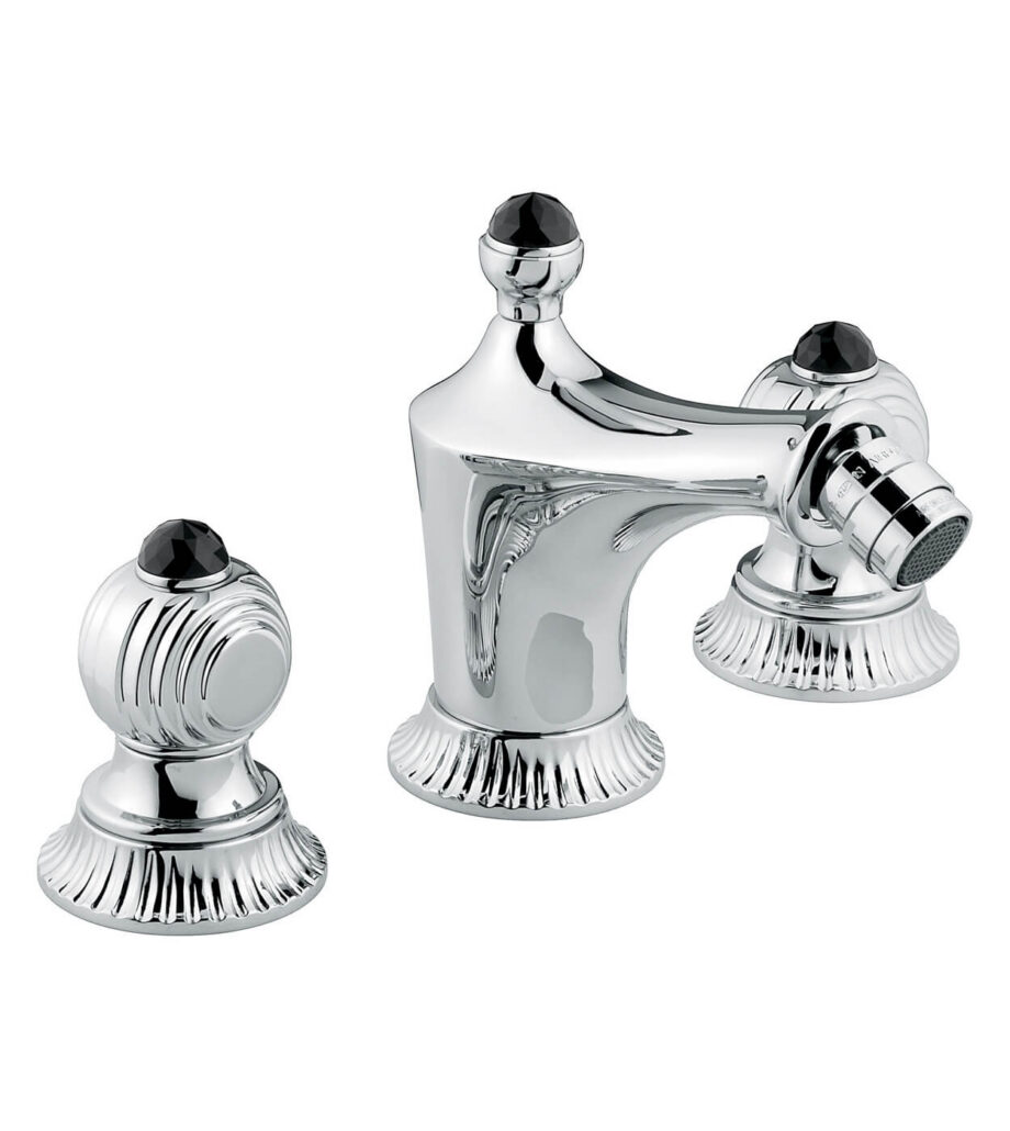 Dreiloch-Bidetarmatur Emmevi The One Cloe 98044 mit Ablaufgarnitur, Chrom, Mit schwarzem Kristall Dreiloch-Bidetarmatur Emmevi The One Cloe 98044 mit Ablaufgarnitur – 3