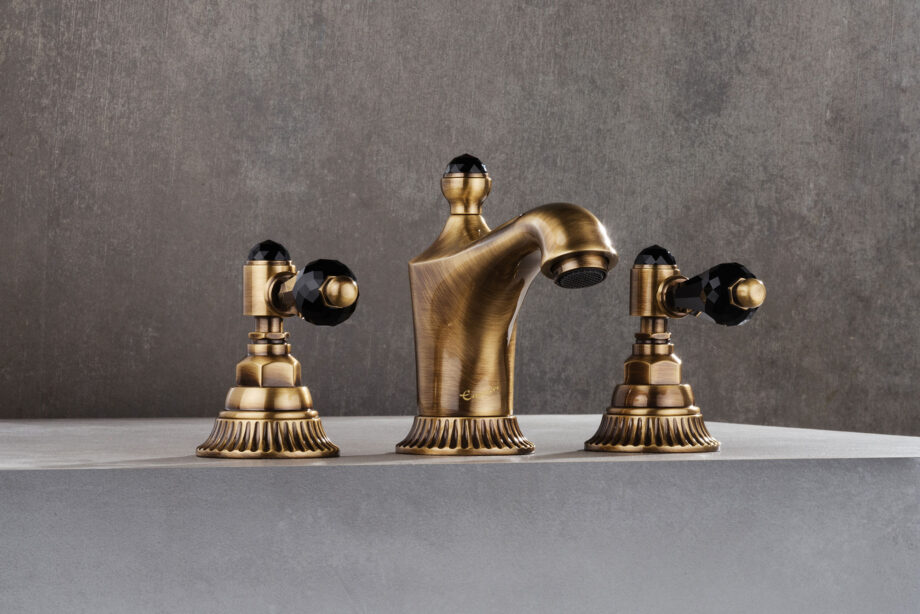 Dreiloch-Waschtischarmatur Emmevi The One Atena 98033 mit Ablaufgarnitur, Bronze, Mit schwarzem Kristall Dreiloch-Waschtischarmatur Emmevi The One Atena 98033 mit Ablaufgarnitur – 5