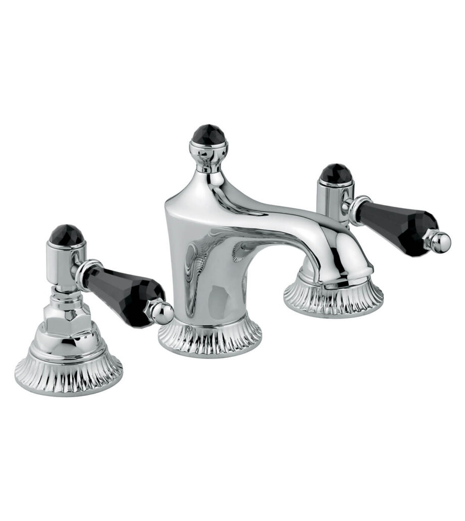 Dreiloch-Waschtischarmatur Emmevi The One Atena 98033 mit Ablaufgarnitur, Chrom, Mit schwarzem Kristall Dreiloch-Waschtischarmatur Emmevi The One Atena 98033 mit Ablaufgarnitur – 3