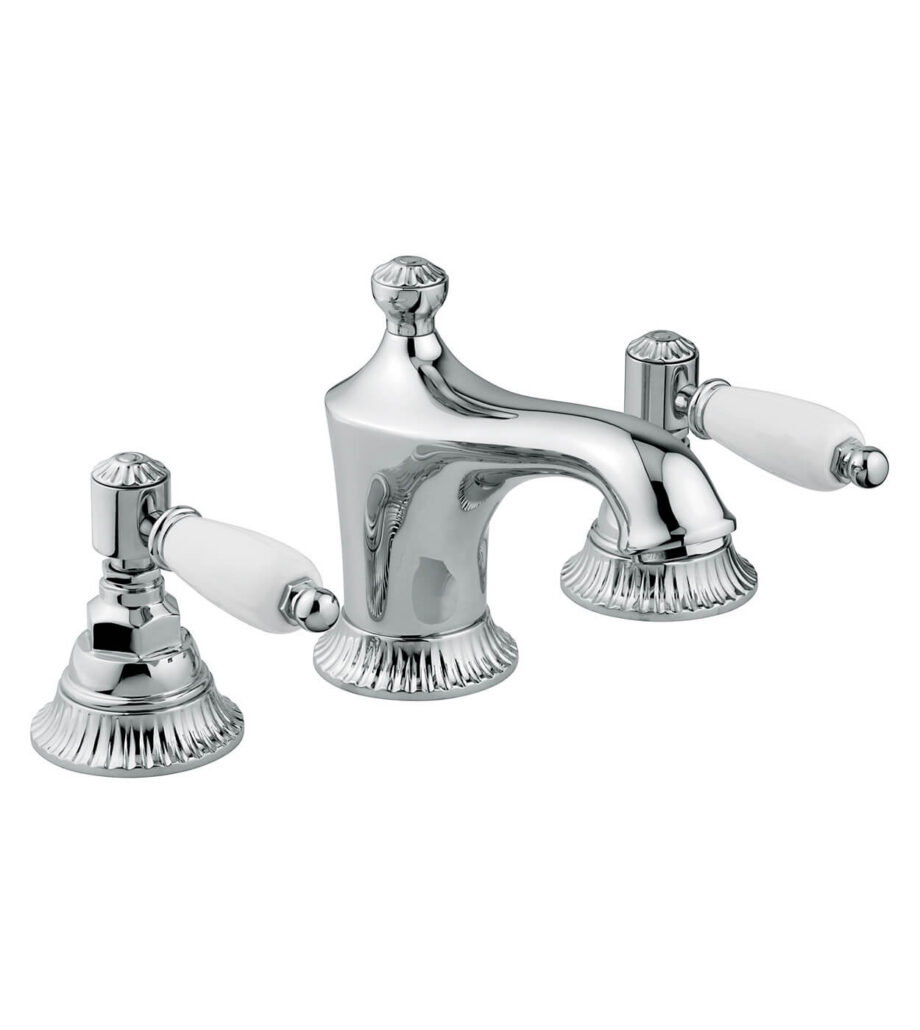 Dreiloch-Waschtischarmatur Emmevi The One Atena 98033 mit Ablaufgarnitur, Chrom, Ohne Kristall Dreiloch-Waschtischarmatur Emmevi The One Atena 98033 mit Ablaufgarnitur