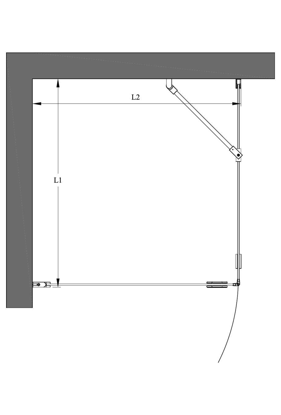 Duschecke Hietakari Forma 368, Festwand + Drehtür – 2