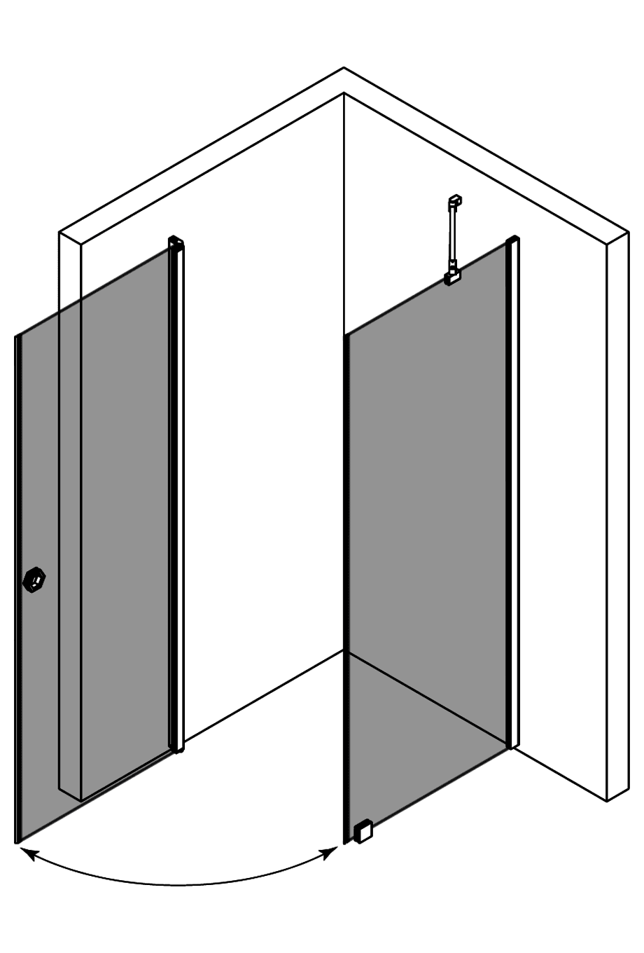 Duschecke Hietakari Forma 368, Festwand + Drehtür – 4