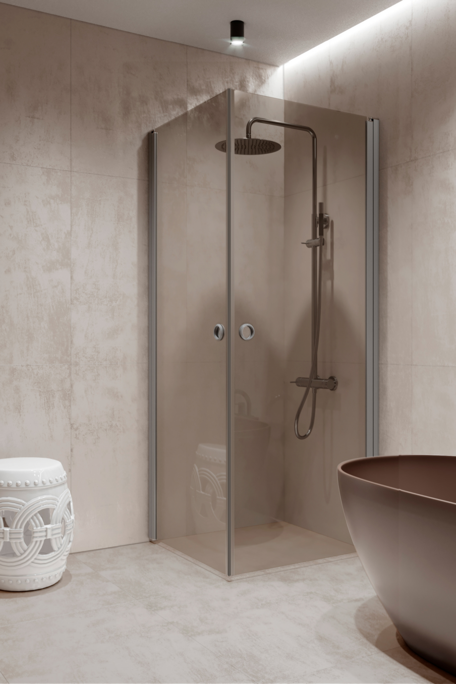 Duschecke Hietakari Forma 372, Aluminiumrahmen, Bronzeglas Duschecke Hietakari Forma 372, Aluminiumrahmen, Bronzeglas