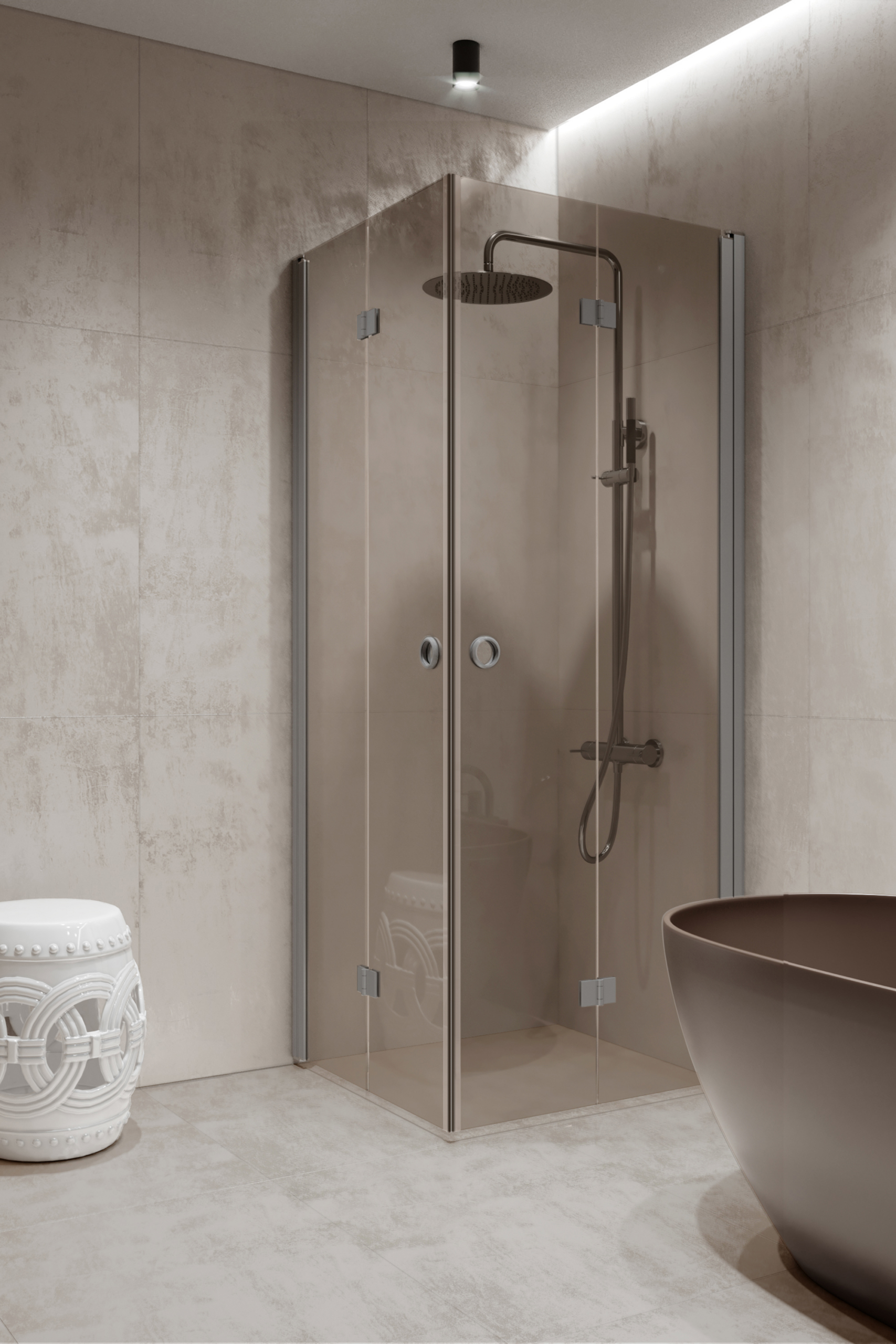 Duschecke Hietakari Forma 376, Aluminiumrahmen, Bronzeglas