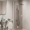 Faltbare Duschwand Hietakari Forma 303, weisser Rahmen, Bronzeglas