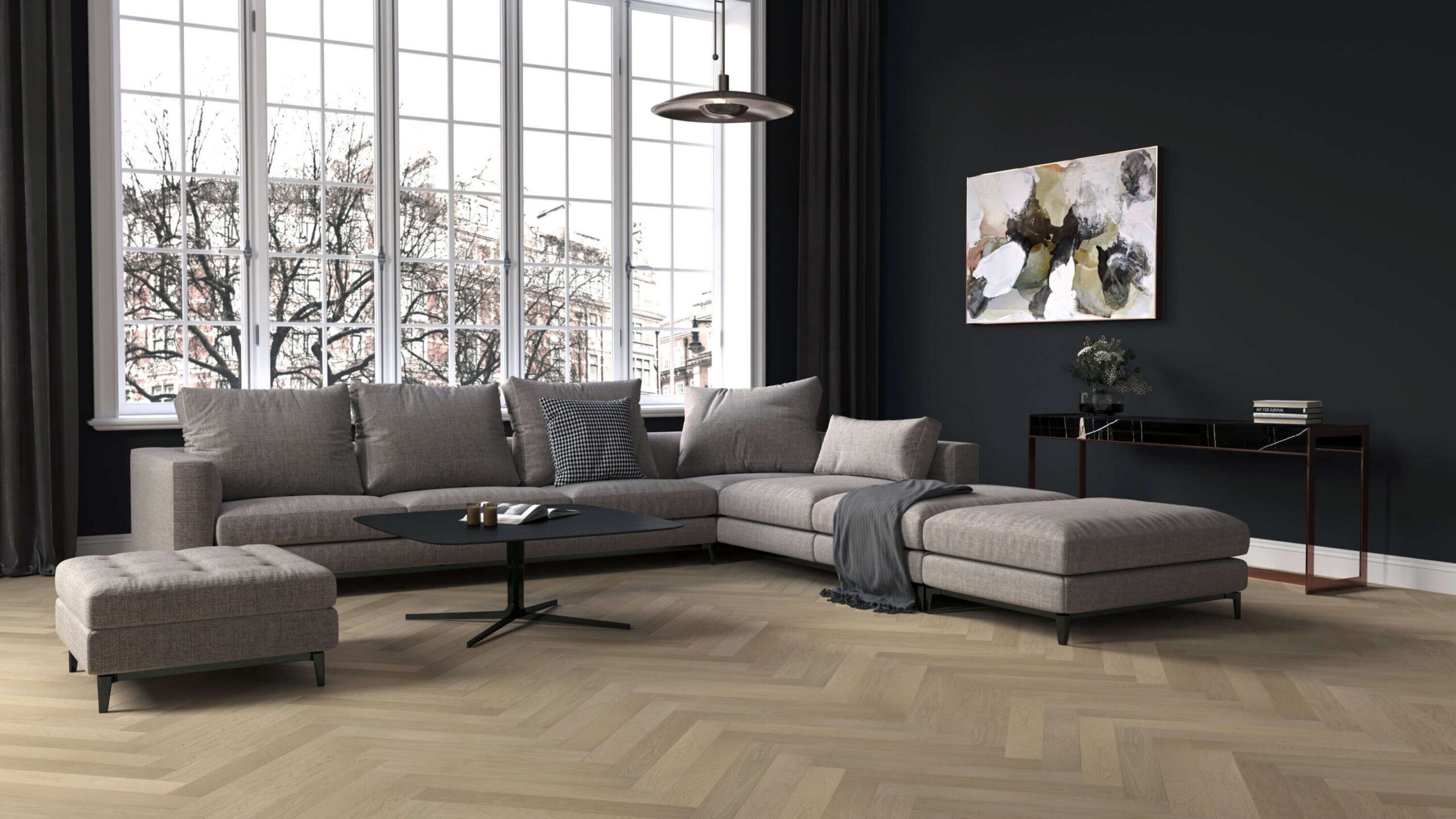 Fischgrätparkett Eiche Esta AB Sandstone extramatt lackiert – 2