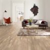 Parkett Tarkett, Shade, Tamm Cream White (valge) TreS, 3-lip, peits ja Proteco N 1 Tammeparkett Tarkett Shade Cream White TreS elutoas