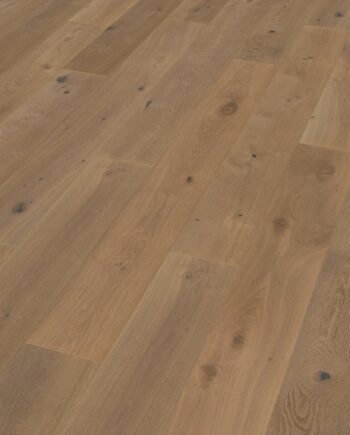Landhausdiele Thede & Witte Boston XL, Eiche astig, geräuchert, gebürstet, weiss geölt, 1-Stab, 2200 x 260 x 15 mm