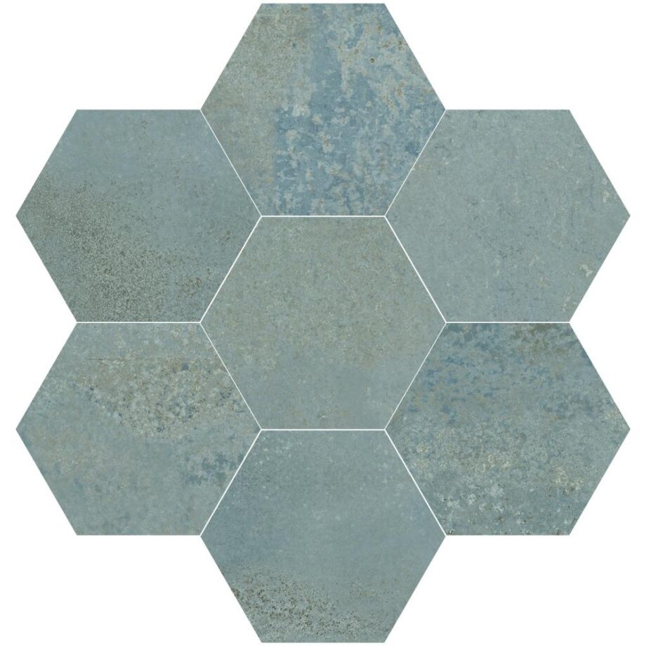 Kuusnurkne satiinpinnaga portselanplaat Dune Magnet Exa Mint Sechseckige satinierte Bodenfliese aus Feinsteinzeug Dune Magnet Exa Mint, 15x17 cm, 8 mm, Mintgrün