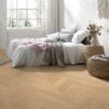 Fischgrätparkett Eiche Parky Swing Ivory Oak Premium, Furnier, gebürstet, supermatt lackiert, 593 x 121 x 10 mm – 2