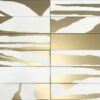 188720-1 PVD-metallmustriga keraamiline seinaplaat Dune Flat Savannah White & Gold, 7,5x30 cm, 8 mm, valge-kuldne