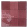 Keramik-Wandfliese mit Relief in Handmade-Optik Dune Tabarca Granate, 15x15 cm, 9 mm, Weinrot