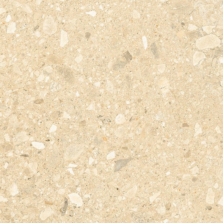 Feinsteinzeug Terrassenplatte in Terrazzo-Optik Terrazzo Stone Warm Beige, 59,3x59,3 cm, 20 mm, matt, rutschhemmend R11