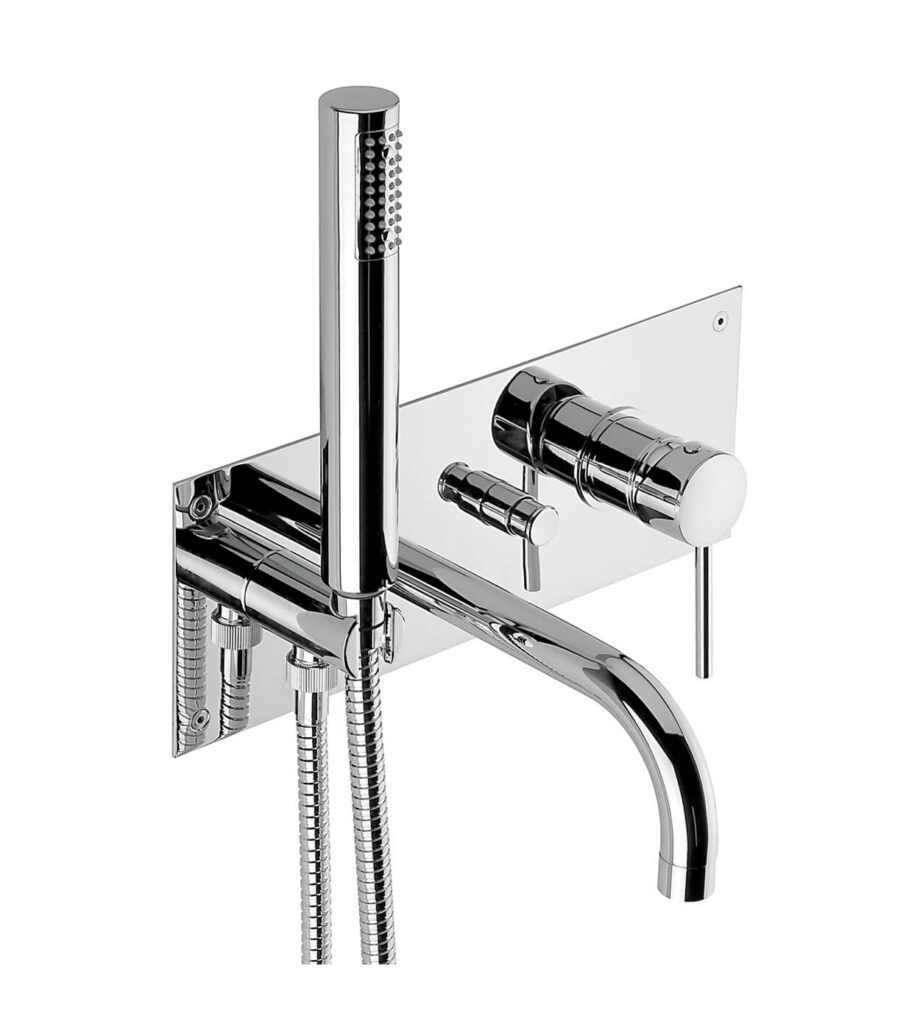 Unterputz-Wannenarmatur Emmevi Piper 45051 mit Auslauf und Handbrause, Chrom Unterputz-Wannenarmatur Emmevi Piper 45051 mit Auslauf und Handbrause